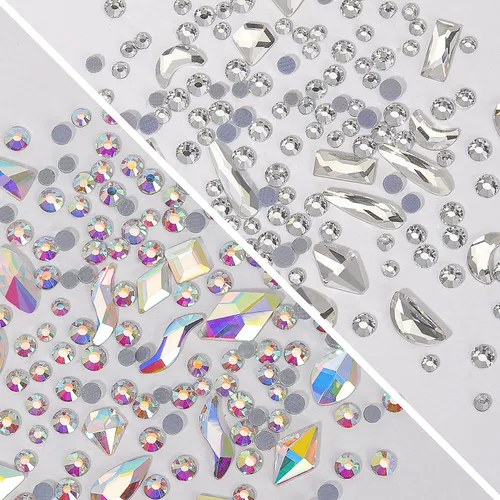 Miniatura 5 de Dijes 3D para arte de uñas, oro rosa, cuentas de micro caviar, diamantes de imitación para uñas acrílicas, tamaño mixto, diamantes de imitación AB
