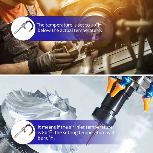Miniatura 5 de Aire frío de vórtice de aleación de aluminio de 5.118 in con tubo flexible para fresadora de torno CNC Enfriamiento en seco