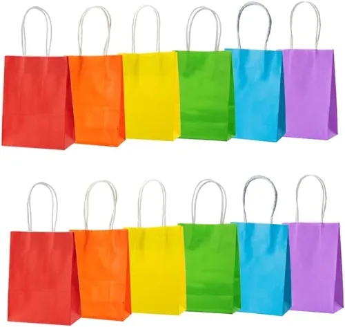 Miniatura 19 de Pequeña bolsa de papel lavanda con asa para recuerdos de fiesta, 6 x 4.5 x 2.5 pulgadas, para boda, cumpleaños, bolsa reciclada, paquete de 24