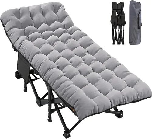 Miniatura 28 de ABORON Catre de Camping para Adultos de 28" Extra Ancho, Resistente 1200D Oxford Catre para Dormir, Cama de Campamento Plegable Portátil con Gris