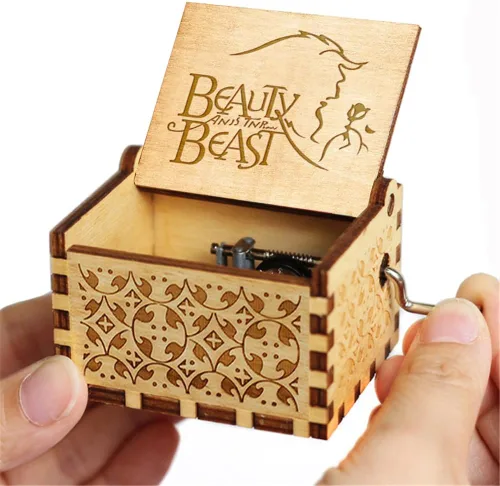 Miniatura 2 de Caja de música La Bella y La Bestia, regalo de madera para San Valentín, Navidad, cumpleaños, aniversario para esposa, novia, marido, novio, niña