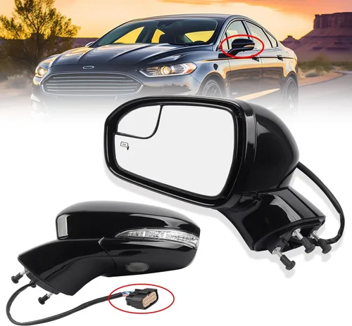 Miniatura 9 de Dasbecan Espejo eléctrico para puerta del lado izquierdo del conductor compatible con Ford Fusion 2013-2015 Power Calentado Señal de giro Luz