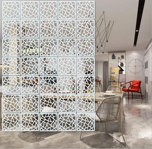 Miniatura 2 de Divisor blanco para colgar habitaciones, 12 piezas de paneles de madera y plástico para bricolaje, divisores de pared para decoración de habitación