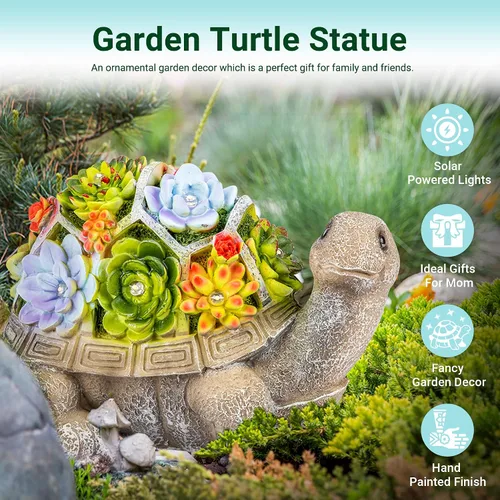 Miniatura 5 de Estatuas de jardín solar GIGALUMI Figura de tortuga Luces para exteriores, decoraciones de jardín al aire libre Decoración de jardín Regalos únicos