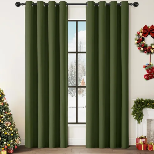 Miniatura 88 de ChrisDowa Cortinas 100% Opacas de Abedul Sólido de 45 Pulgadas de Largo, 2 Paneles para Dormitorio y Sala de Estar, Estilo Granja Oscurecedoras