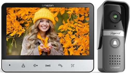 TMEZON Sistema de intercomunicador con vídeo con cable, timbre de vídeo de 7 pulgadas con cámara y monitor, kits de teléfono de puerta con vídeo con