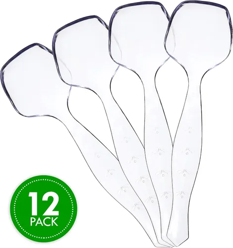 Miniatura 5 de Plasticpro Cucharas desechables de plástico para servir, utensilios de servicio duraderos, resistentes, transparentes, paquete de 12