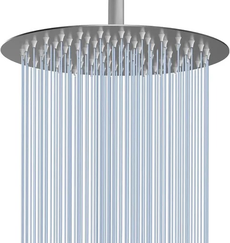 Miniatura 10 de Voolan Cabezal de ducha de lluvia, cabezal de ducha grande de alto flujo hecho de acero inoxidable de metal, cubierta de cuerpo de cascada, soporte