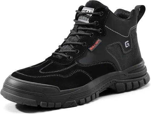 Miniatura 12 de Botas de trabajo para hombre, botas de soldadura sin cordones para hombres, botas de punta de acero indestructibles, zapatos de punta de acero