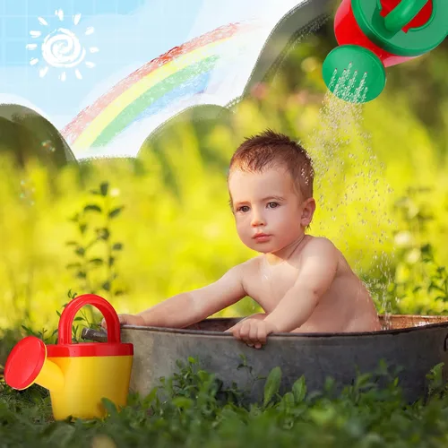 Miniatura 4 de Sosation Regadera de 12 piezas para niños, cubos de baño, juguetes de arena, pequeña regadera de plástico con asas para niños, herramientas