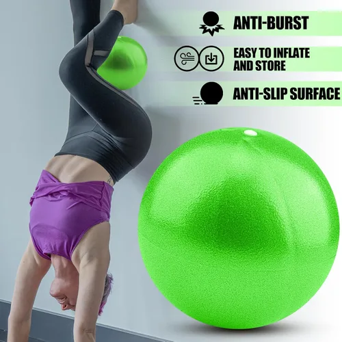 Pelota de ejercicio pequeña antiestallido, antideslizante, estabilidad de 9 pulgadas con popote inflable, mini pelotas de pilates, ideal para yoga,