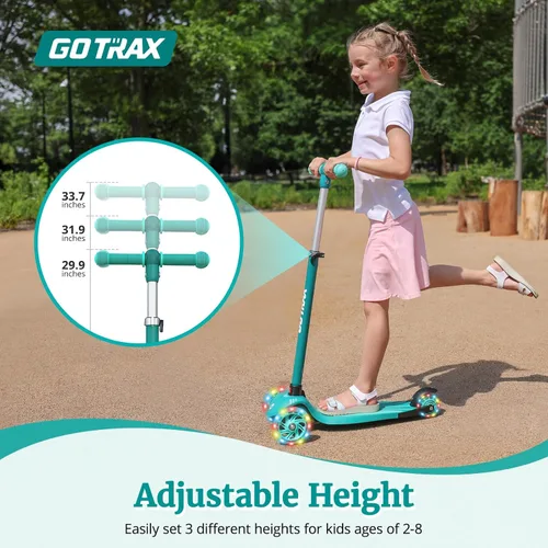 Miniatura 2 de Gotrax KS1 Patinete Infantil de Impulso, Ruedas con Luces LED y 3 Manillares de Altura Ajustable, Dirección por Inclinación y Plataforma
