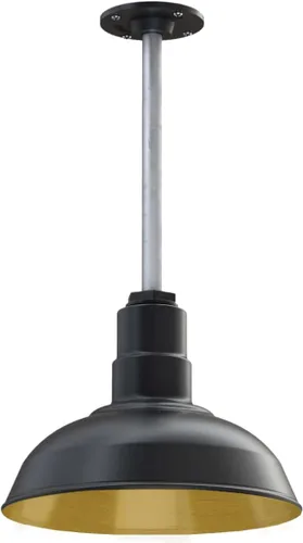 Miniatura 72 de Steel Lighting Co. El Segundo - Lámpara de granero Colgante montado en el techo Domo de 12 pulgadas Vástago de 12 pulgadas Luz de acero