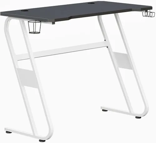 Miniatura 10 de Flash Furniture Fisher - Escritorio ergonómico negro para computadora, mesa de jugadores de 51.5 pulgadas con soporte para tazas y gancho
