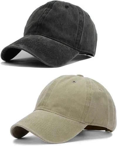 Miniatura 32 de HH HOFNEN Gorra de béisbol de algodón de sarga lavada y desgastada, vintage, ajustable, para hombre y mujer