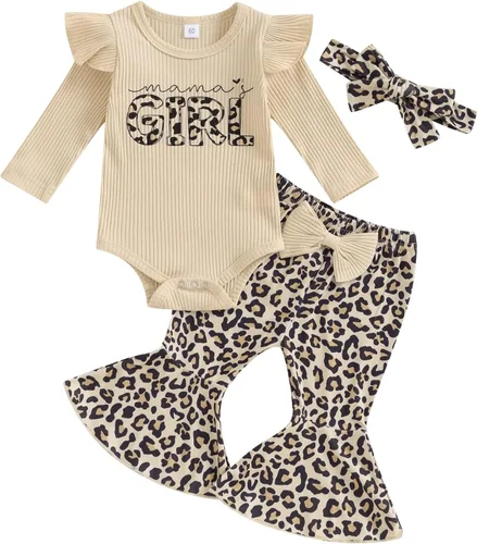 Miniatura 67 de Kuriozud Conjunto de mameluco con volantes para bebé recién nacida, con volantes, lindo conjunto de pantalones acampanados con diadema