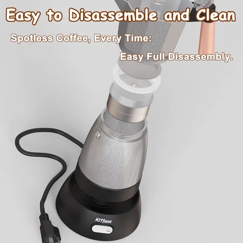 Miniatura 5 de Cafetera Eléctrica de Café Espresso, Cafetera Italiana, Olla Moka Eléctrica, Cafetera Cubana, Cafeteras Eléctricas Portátiles Espresso con Base