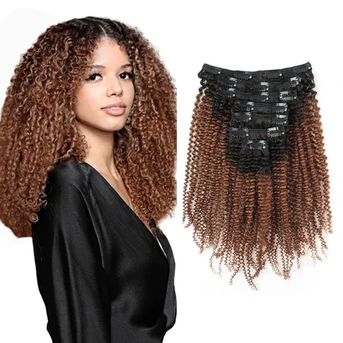 Miniatura 20 de Sassina Extensiones de Cabello Humano Rizado Afro Grueso Real con Clip 3B 4A Color Natural Invisible Sin Costuras Remi Clip Para Mujeres