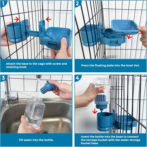 Miniatura 7 de VANNON Dispensador de agua con filtro de animales pequeños para jaula, botella de agua de 26 onzas para jaulas, sin BPA y antiflujo para mascotas