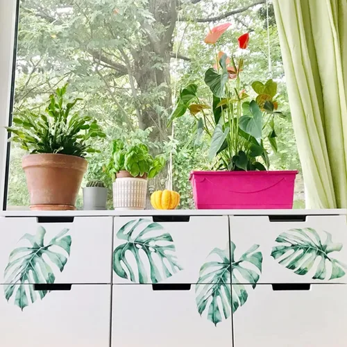 Miniatura 3 de 11 plantillas de hojas grandes de 12 x 6 pulgadas, plantillas de hojas de helecho de palma para pintar en paredes, plantas tropicales de naturaleza