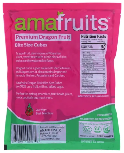 Miniatura 2 de Amafruits Dragon Fruit (Pitaya) - Cubos de tamaño de mordida - Bolsa de 16 onzas, 5 bolsas