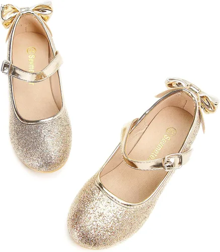 Miniatura 2 de Zapatos de vestir para niñas, zapatos de princesa de tacón bajo, zapatos planos Mary Jane para fiestas de bodas y niños pequeños