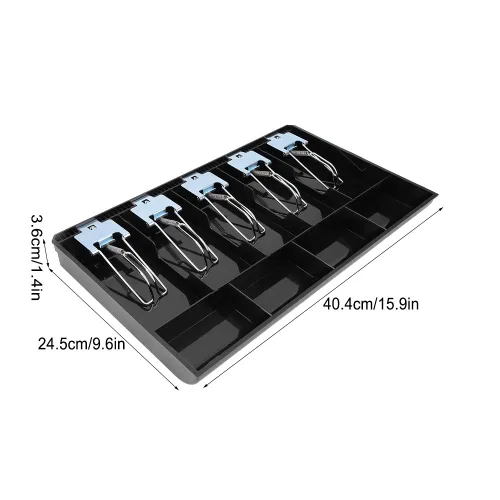 Miniatura 2 de Cajón de caja registradora, bandeja de inserción de cajón de efectivo de 16 pulgadas, con bandeja de inserción de 4, 5 cajones de billetes