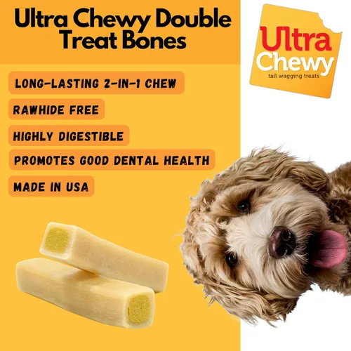 Miniatura 2 de Ultra Chewy Double Treat Bones Favorites, golosinas para perros, hechas en los Estados Unidos, golosinas saludables, fáciles de digerir, promueve