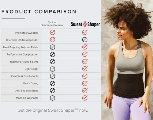 Miniatura 4 de Sweat Shaper – Cinturón de sauna para reducción de cintura para mujer, entrenador de cintura sin neopreno Negro