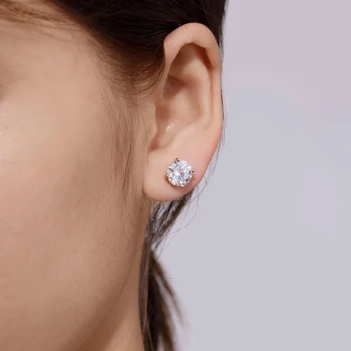 Miniatura 3 de Tienda Collection Yellow Gold Plated, Platinum or Rose Gold Plated Sterling Silver Infinite Elements Cubic Zirconia Stud Earrings White, Blue