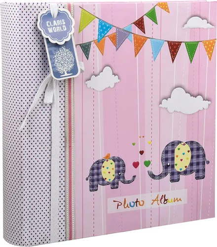 Apan - Álbum de fotos grande de 6 x 4 pulgadas para 200 fotos, regalo ideal (elefante rosa para niños)