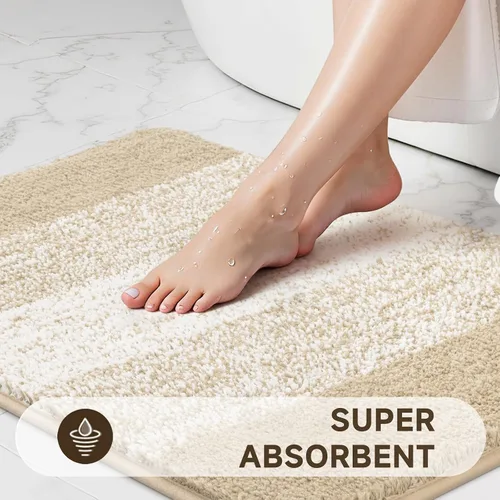 Miniatura 5 de Pauwer Juego de 3 alfombras de baño antideslizantes y lavables, de microfibra, absorbentes, extra suaves, de secado rápido, tapete de ducha