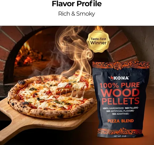 Miniatura 3 de Kona Pizza Blend - Gránulos de madera para ahumar, 100% madera dura natural, rico sabor ahumado, ideal para hornos de pizza, ahumadores y tubos