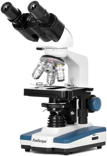 Miniatura 9 de AmScope Serie B120 Microscopio compuesto binocular LED para estudiantes y profesionales - aumento 40X-2500X - Incluye cámara USB de 3MP y cabezal