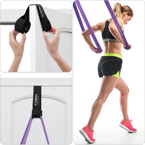 Miniatura 5 de TOMSHOO Juego de bandas de resistencia, 4/5 piezas de bandas de entrenamiento de ejercicio de fitness con bolsa de almacenamiento, anclaje