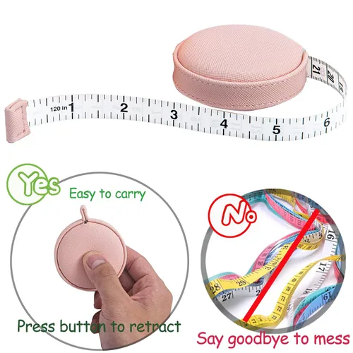 Miniatura 5 de Paquete de 3 cintas métricas 9.8 ft/120 para el cuerpo de tela, cinta métrica de tela, sastres, cinta métrica de costura médica, cinta retráctil