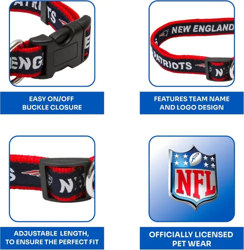 Miniatura 5 de Pets First Collar para perro de la NFL 32 equipos NFL disponibles en 4 tamaños. Collar de PET NFL resistente, fuerte y duradero. Equipo de fútbol