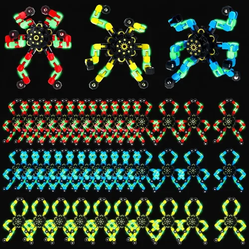 Miniatura 7 de Jerify Paquete de 40 divertidos juguetes sensoriales para la ansiedad con cadena transformable, robot de dedo de juguete de bricolaje, spinners