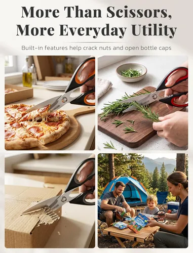 Miniatura 7 de Astercook Tijeras de Cocina Multiusos Resistente, Juego de 3 Tijeras de Cocina, Utensilios de Cocina de Acero Inoxidable para Cortar Alimentos, Aves