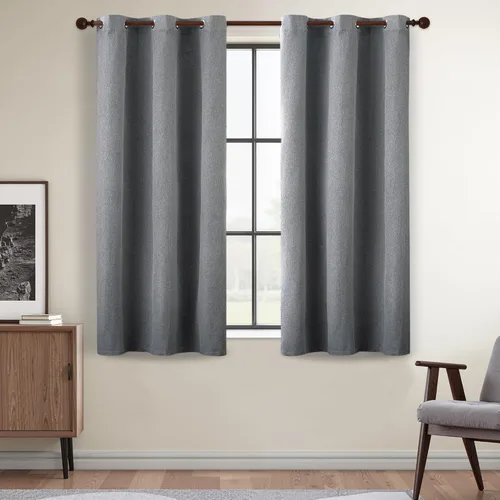 Miniatura 32 de DONREN Cortinas opacas de lino con aislamiento térmico de 52 x 95 pulgadas, cortinas de oscurecimiento de habitación con ojales para dormitorio