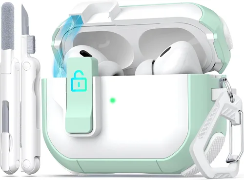 Miniatura 10 de Funda para AirPods de 4ª Generación, Diseño Transparente con Tapa Emergente Automática, Incluye Herramienta de Limpieza, Duradera y Resistente a
