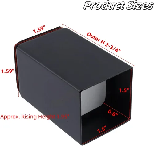 Miniatura 2 de Elevador cuadrado de acero para muebles, 4 piezas, color negro, altura de elevación de 1.97 a 2.75 pulgadas, se ajusta a patas de 1.5 pulgadas