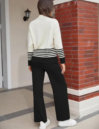 Miniatura 5 de Himosyber Conjunto de 2 piezas para mujer, suéter de punto y pantalones deportivos
