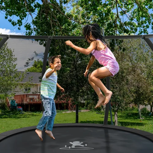 Miniatura 9 de Polar Aurora Trampolín para exteriores de 10 pies, 12 pies, 14 pies, 16 pies, con red de seguridad, almohadilla de resorte engrosada, trampolín