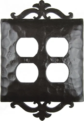 Miniatura 3 de Cubierta de placa de interruptor doble dúplex de hierro forjado español (negro)
