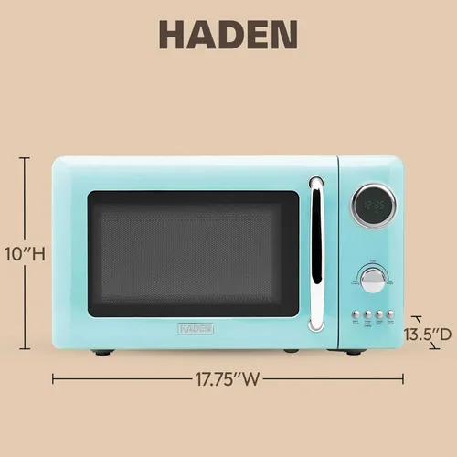 Miniatura 4 de Haden Horno microondas de 700 vatios y 0.7 pies cúbicos con controles digitales, descongelación e inicio instantáneo para encimera, pequeño Turquesa
