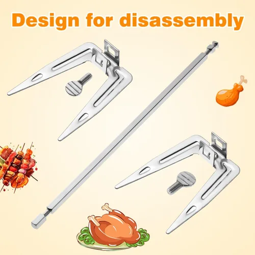 Miniatura 5 de DOITOOL Freidora de aire de acero inoxidable de 9.84 pulgadas, tenedor asador, parrilla de pollo asado universal, barra de asador para barbacoa