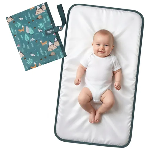 Miniatura 10 de Cambiador de pañales portátil para bebé, cambiador compacto impermeable con correa para la muñeca, cambiador de viaje lavable para bolsa de pañales
