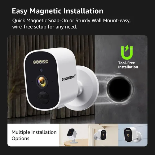 Miniatura 3 de BOAVISION Cámara de seguridad inalámbrica 2K para seguridad en el hogar al aire libre, detección de movimiento AI, visión nocturna a color, foco
