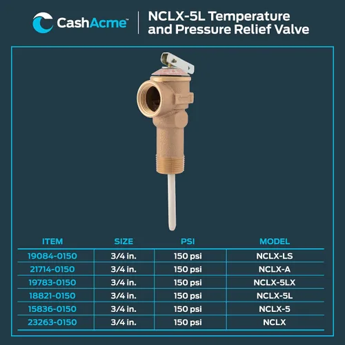 Miniatura 6 de Cash Acme Válvula de alivio de temperatura y presión NCLX-5L de 3/4 pulgadas, empuje para conectar accesorios de plomería de latón, cobre, tubo